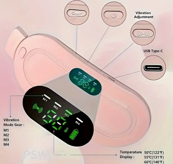 CINTURÓN TÉRMICO Y MASAJEADORA ABDOMINAL – ALIVIO INTELIGENTE PARA CÓLICOS MENSTRUALES